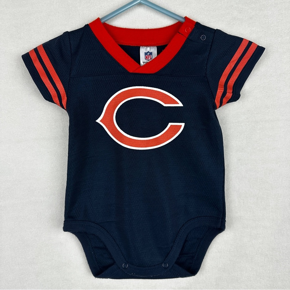 Chicago Bears Toddler Baby Jersey Bodysuit 3-6 Months NFL Blue Orange Snaps